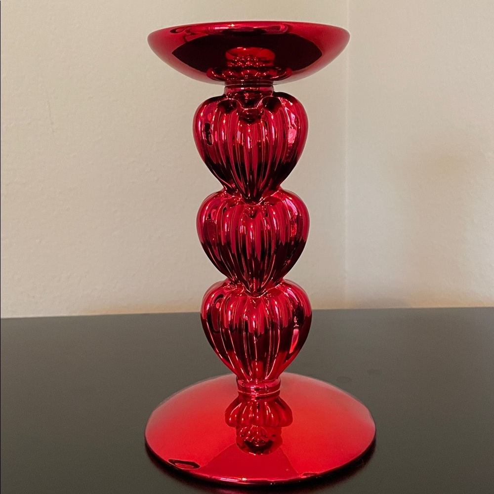 ❤️SOLD❤️New Bath&BodyWorks Red Chrome 3 wick candle holder